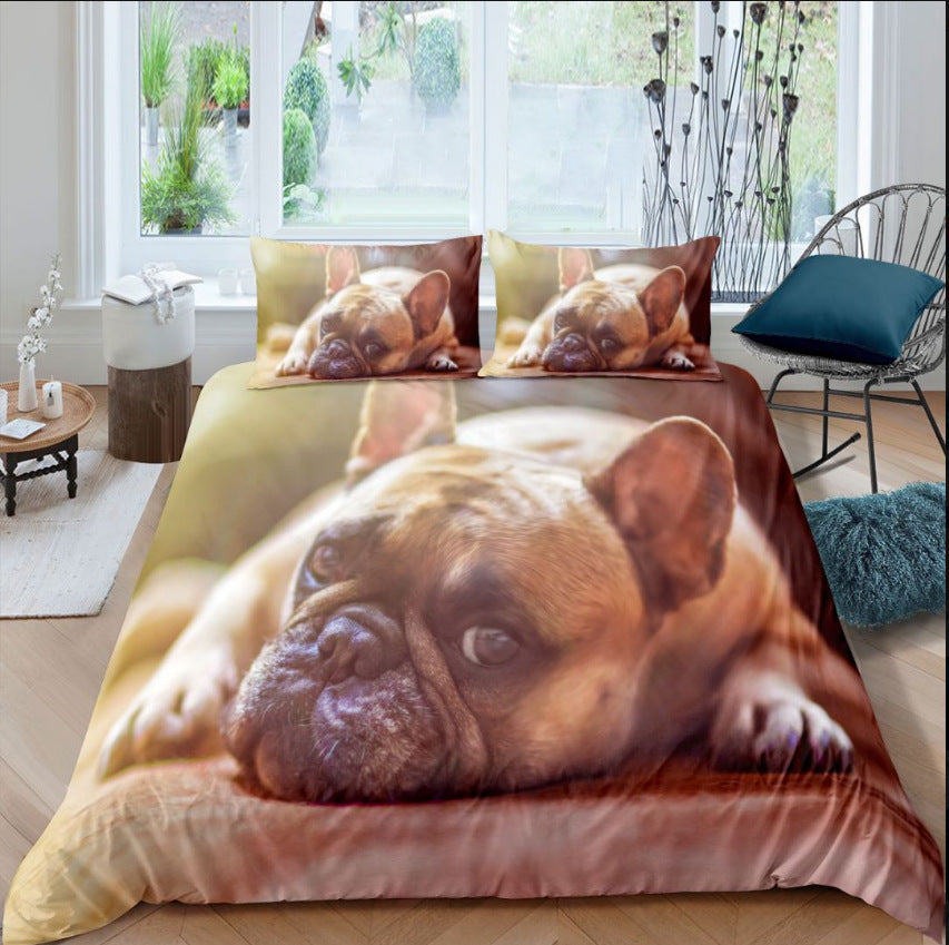 3D Pug Digital Printing Bedding Set - Modern Home Textiles
