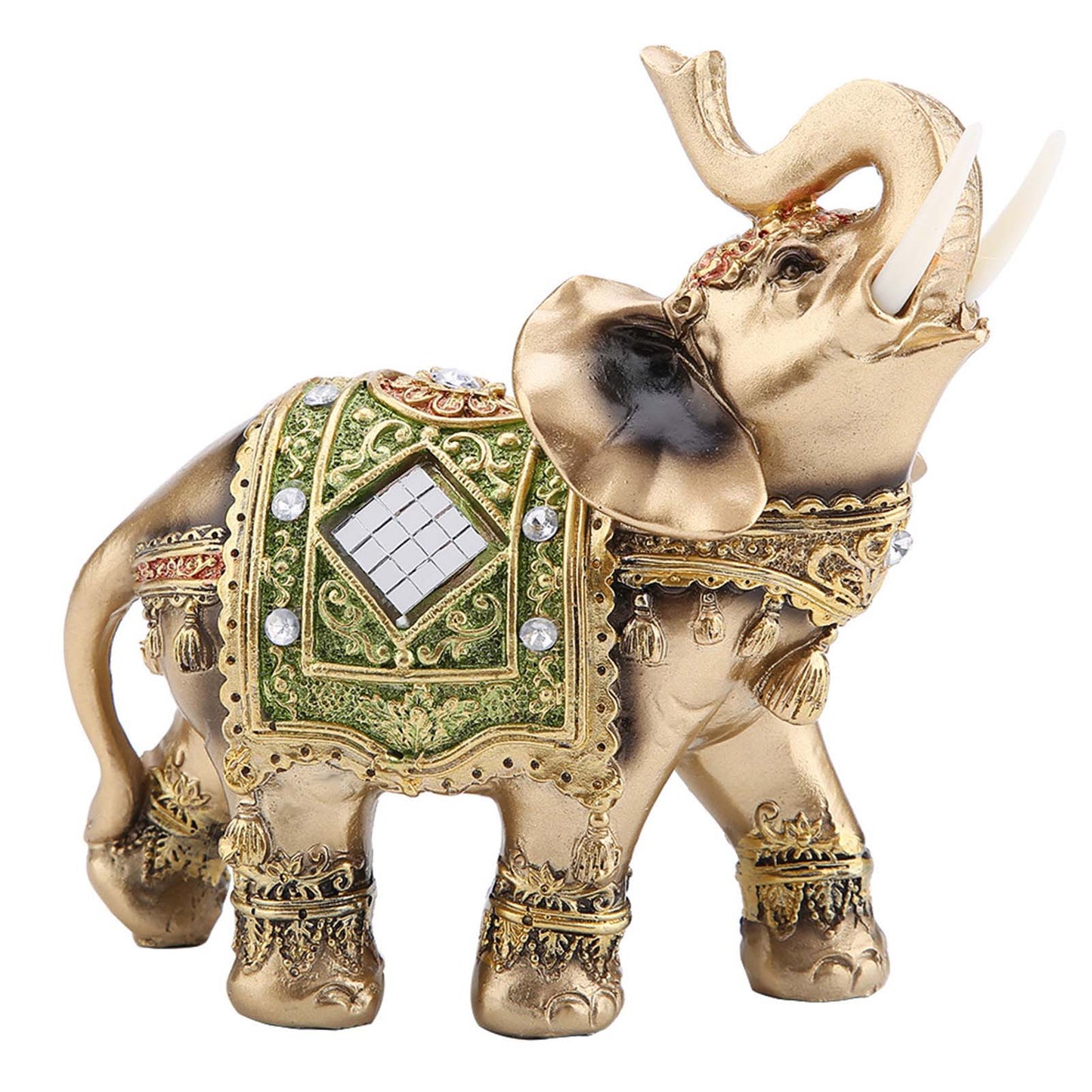 Feng Shui Green Elephant Statue - Wealth Figurine for Home Decor