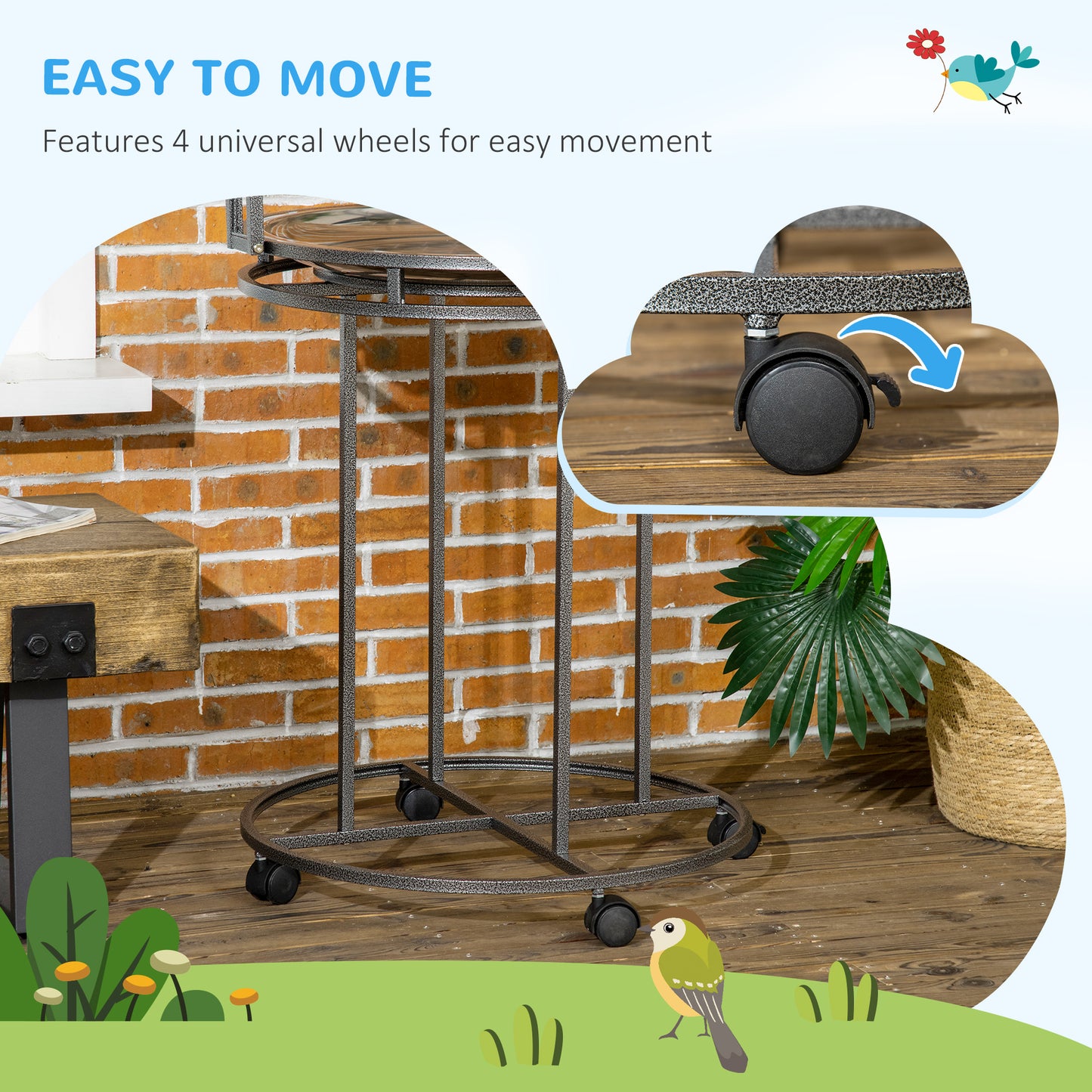 Large Bird Perch Stand with Toy Hooks and Ladders - Wooden & Steel Gray