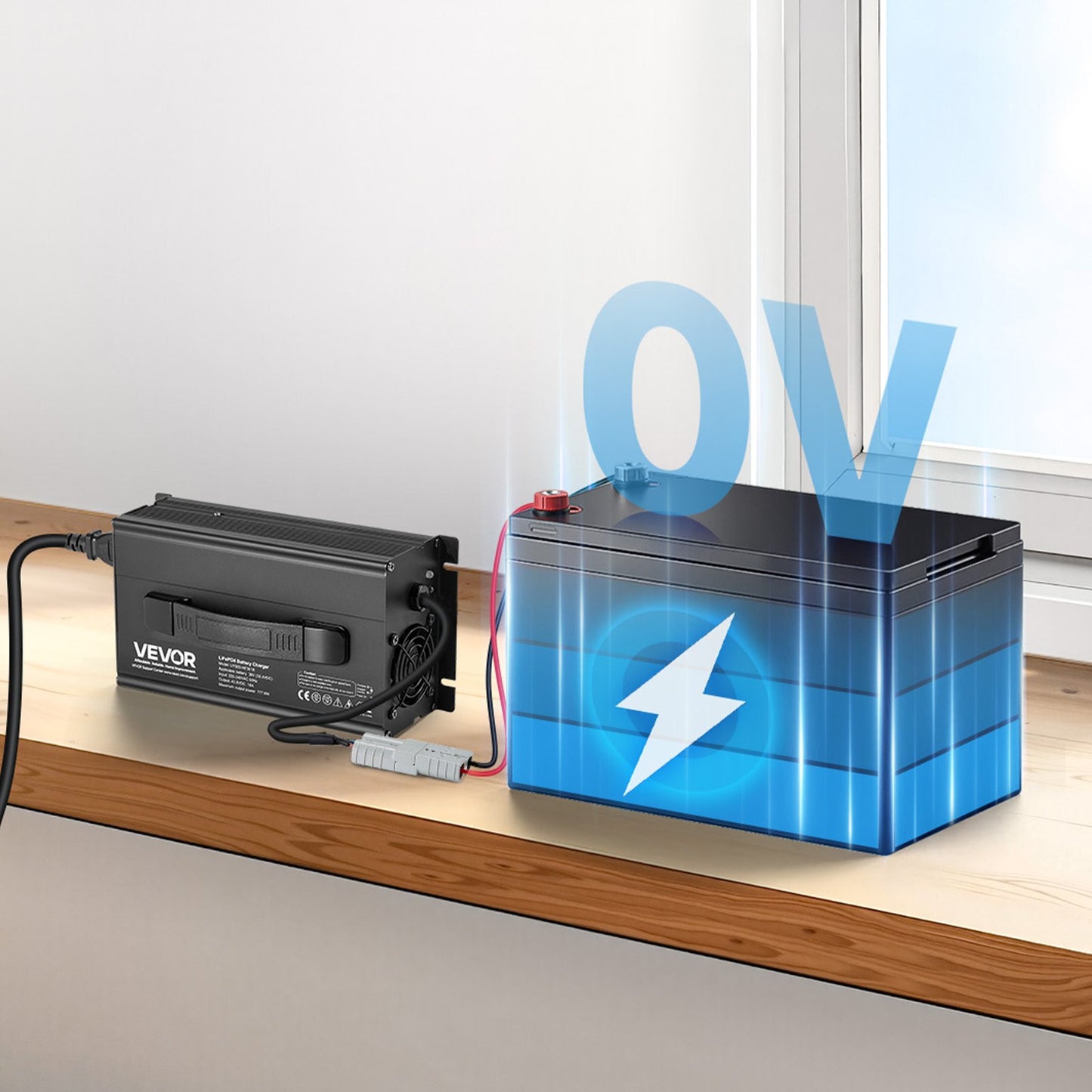 36V 18A Lithium Battery Charger for RV LiFePO4 Batteries - Smart 43.8V AC/DC