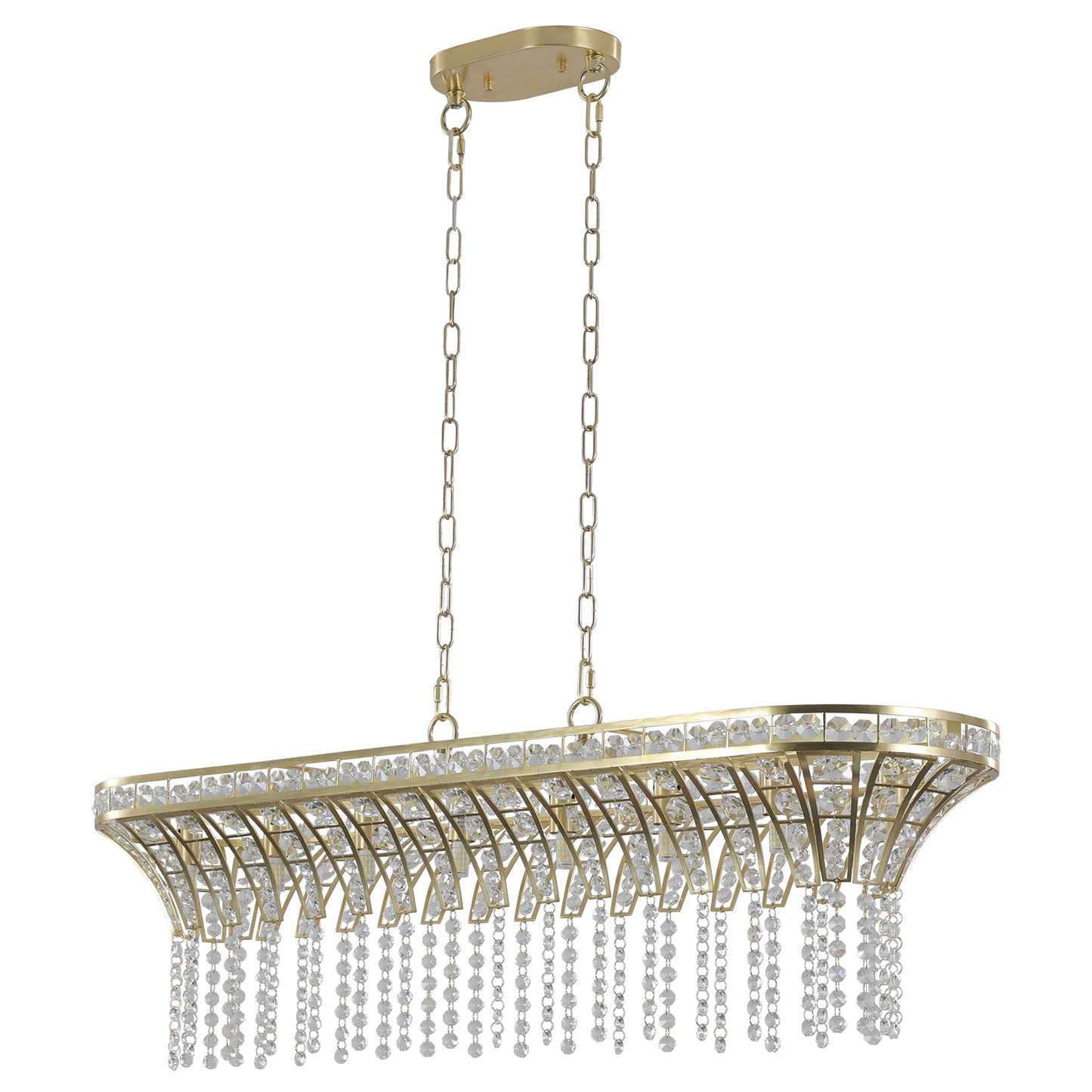 39-Inch Modern Crystal Pendant Light with Gold Finish for Living Room & Dining