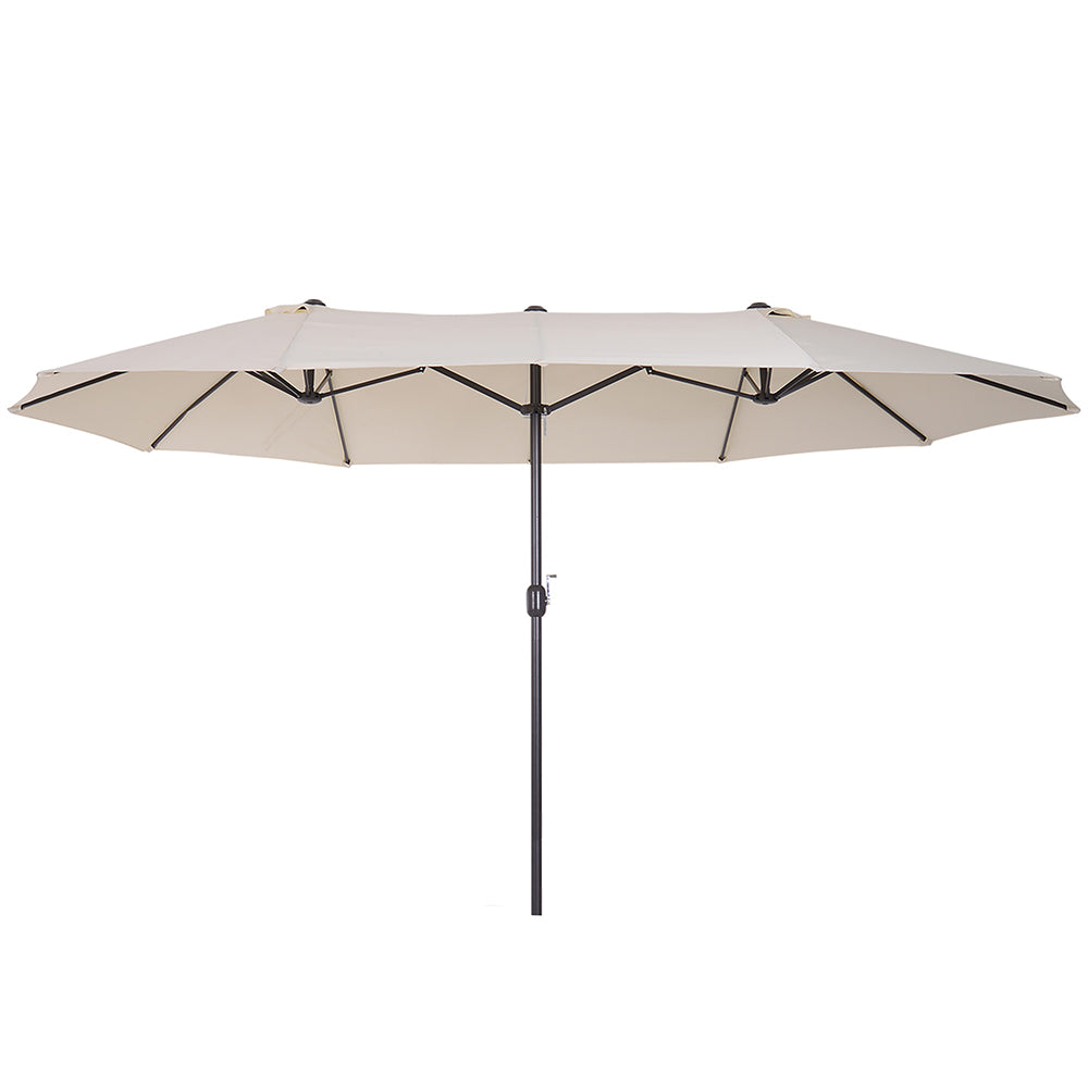15ft Double-Sided Patio Umbrella with Crank - Cream White