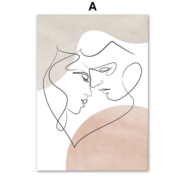 Girls Abstract Nordic Canvas Wall Art for Living Room & Bedroom