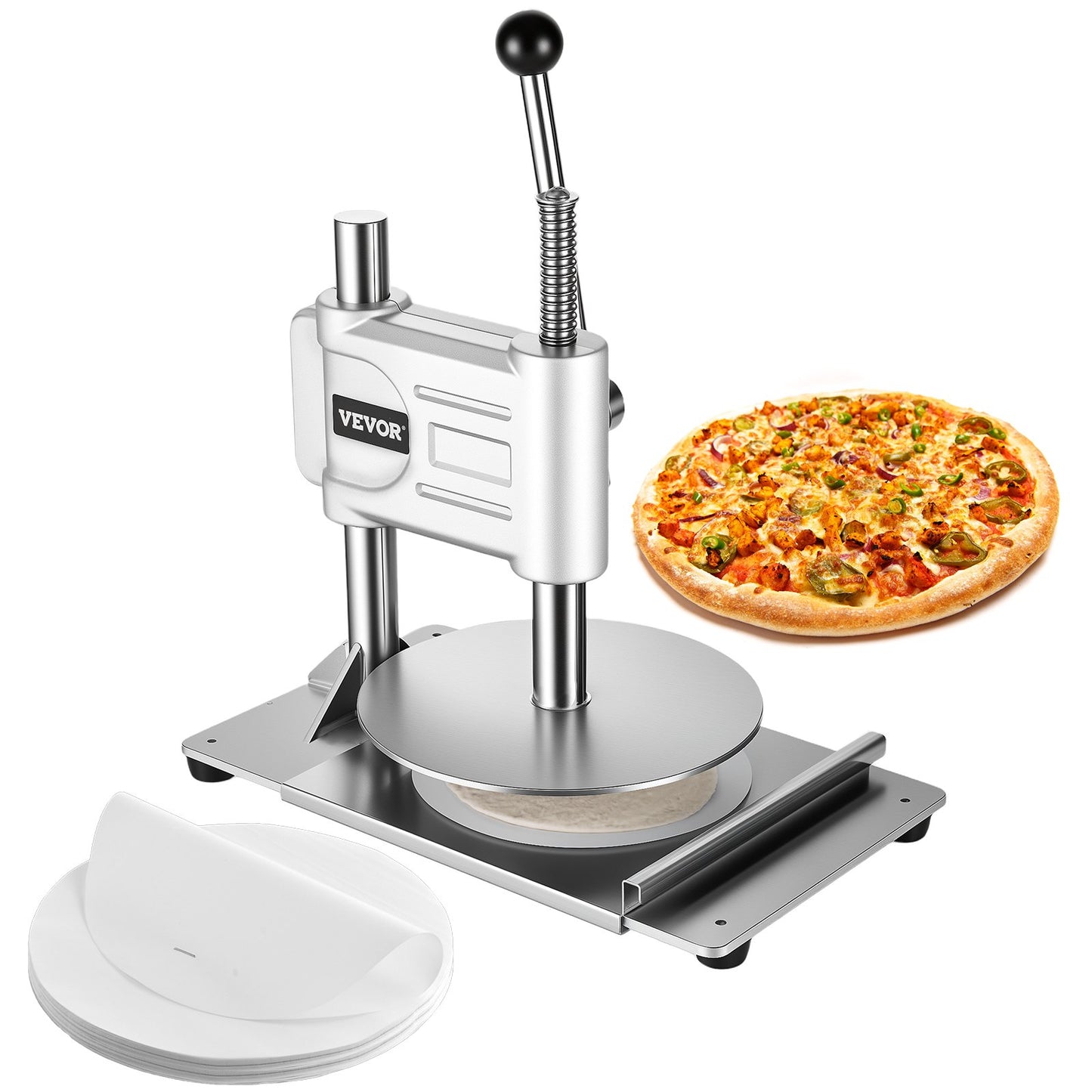 Manual Pizza Dough Press Machine 9.5 Inch Stainless Steel Pastry Sheeter