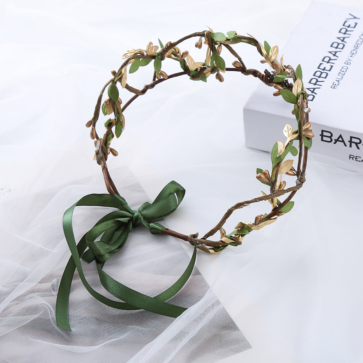 Rattan Leaves Hair Crown - Green
