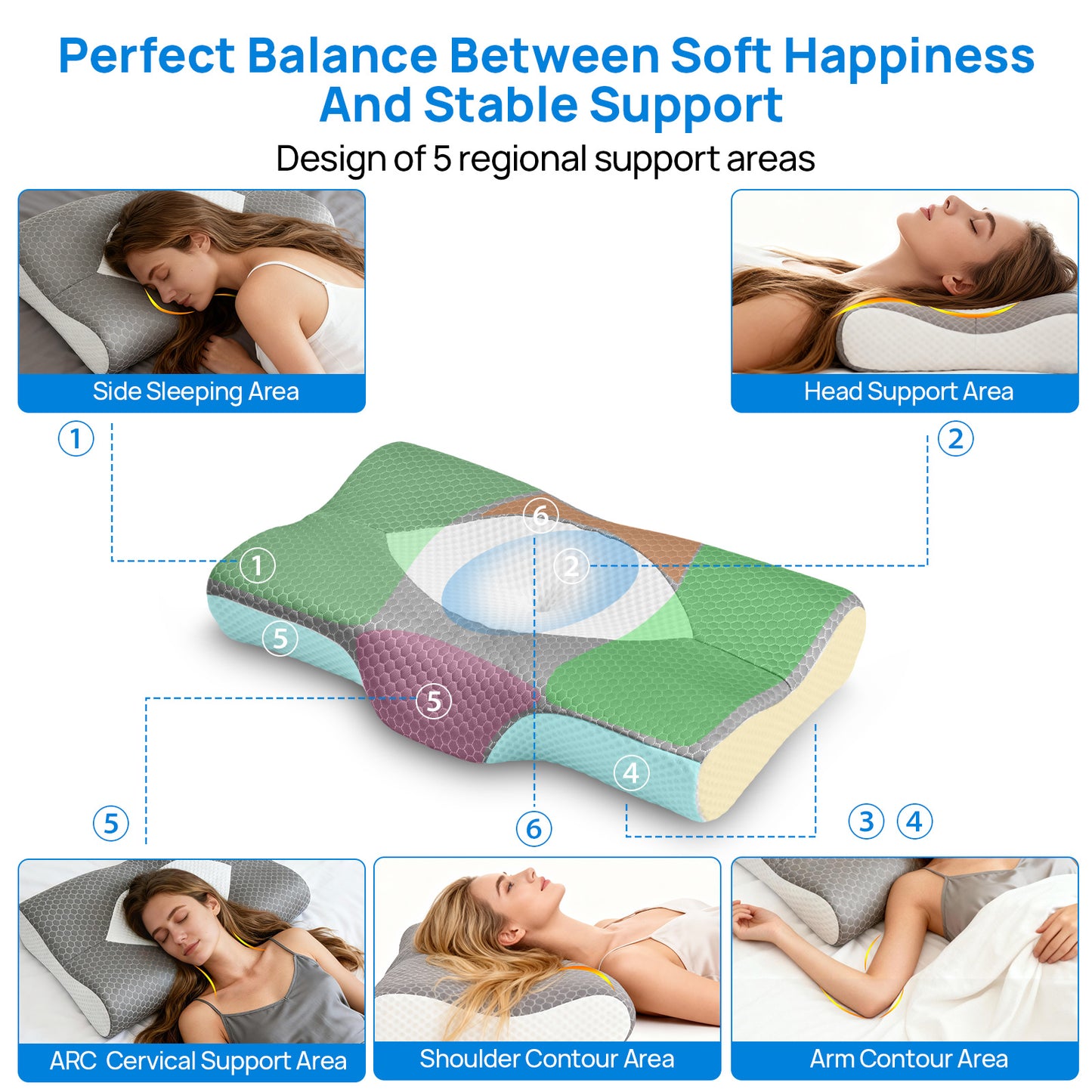 Cooling Ergonomic Memory Foam Neck Pillow - Multiple Variants