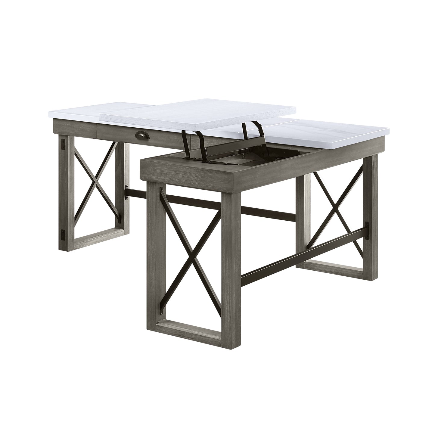 Writing Desk with Lift Top - Weathered Gray Marble Finish