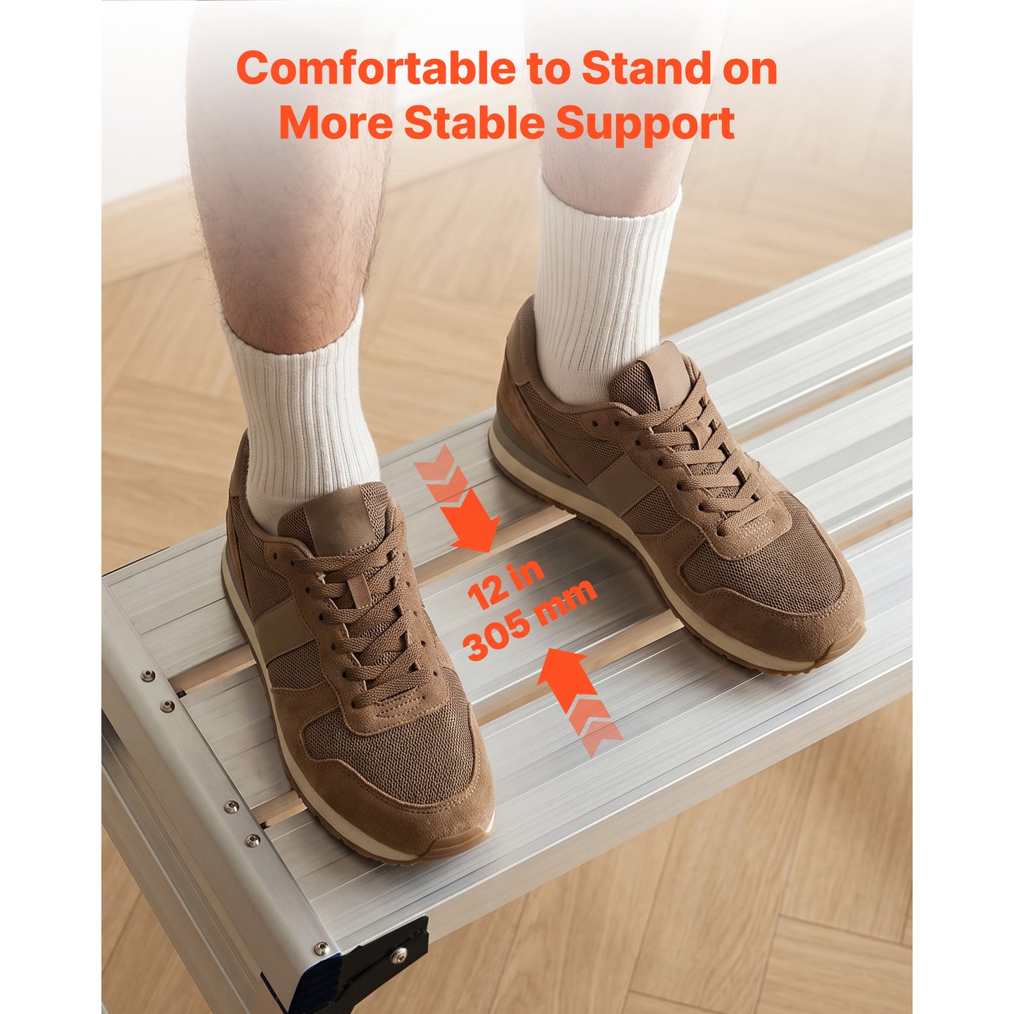 Adjustable Aluminum Work Platform with Non-Slip Surface - Heavy Duty Step Stool for Painting & Maintenance