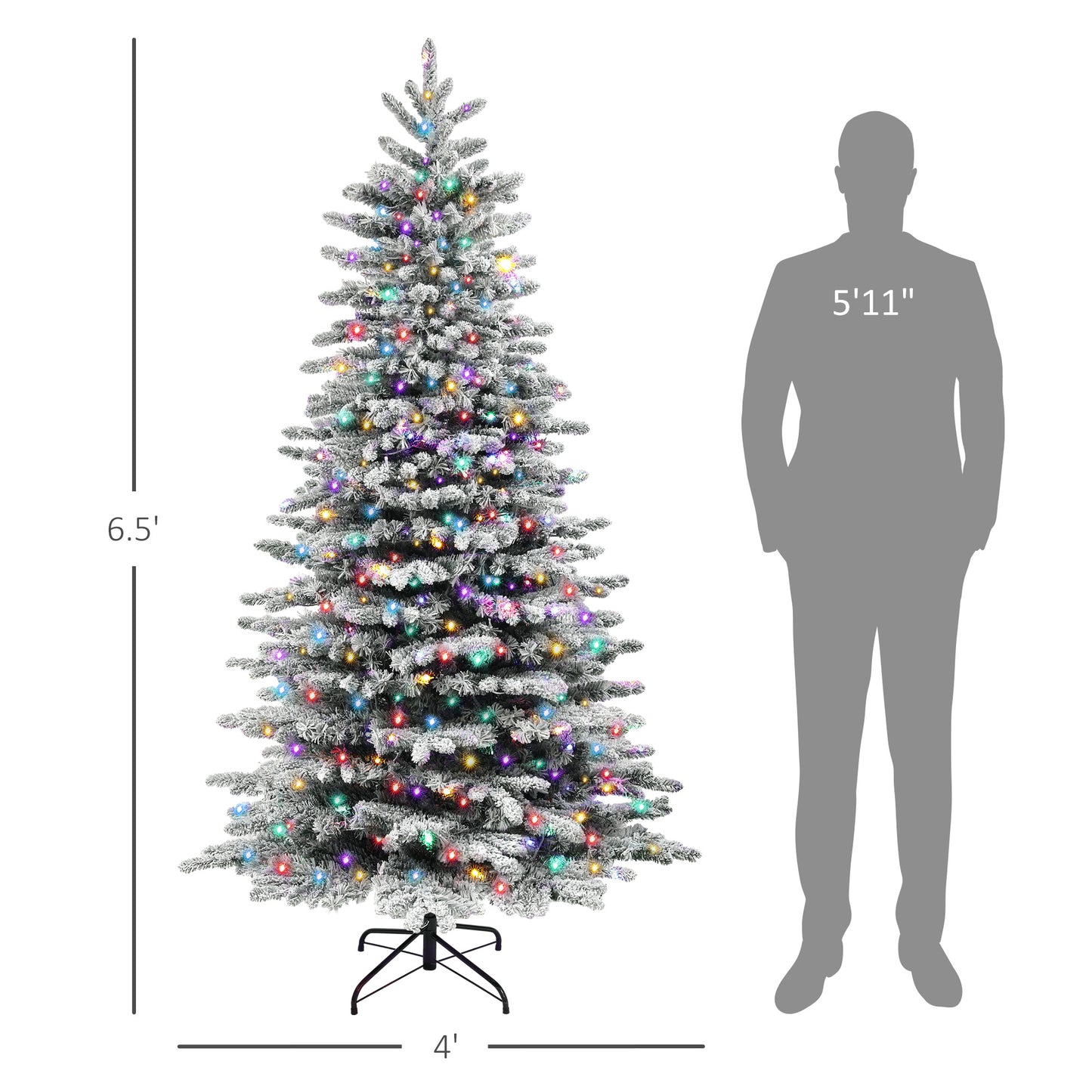 6.5ft Pre-Lit Snow Flocked Christmas Tree with 400 LED Lights
