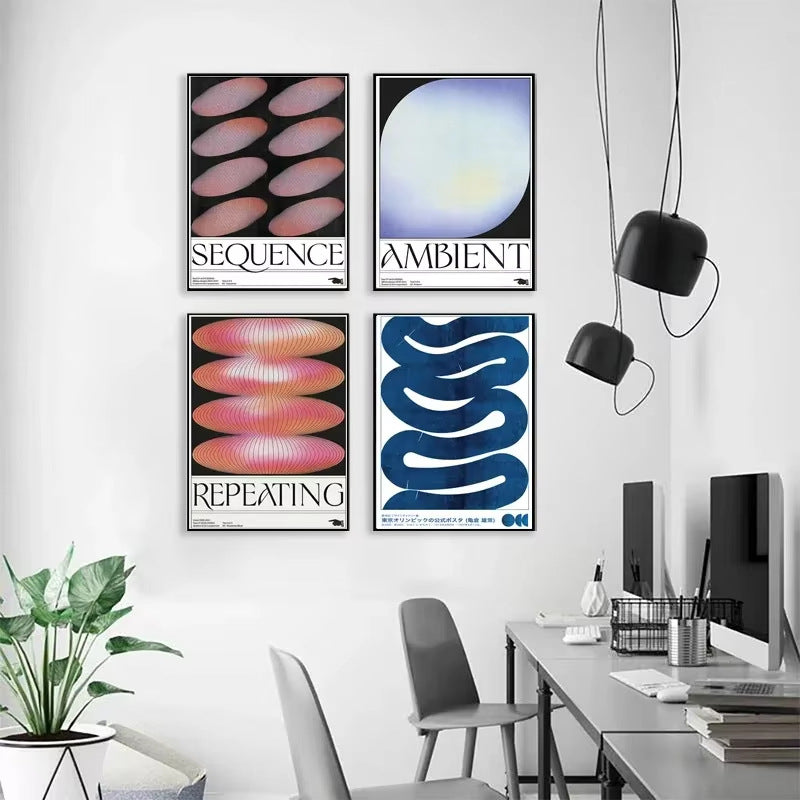Modern Geometric Abstract Wall Art Canvas Poster for Living Room