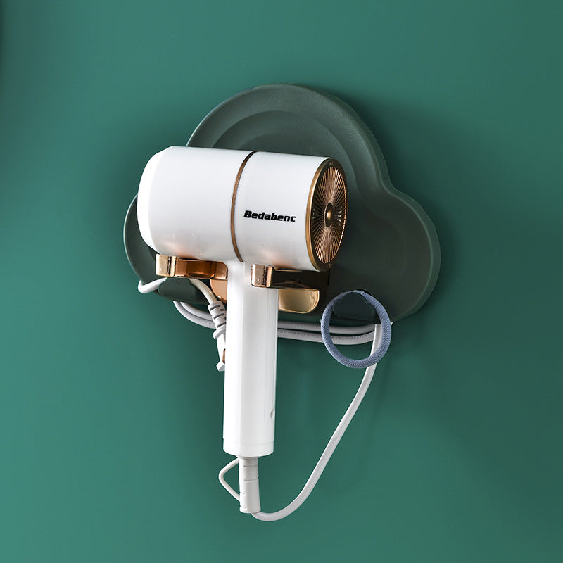 Foldable Hair Dryer Hanger for Bathroom Storage - Non-Perforated, Space Saving