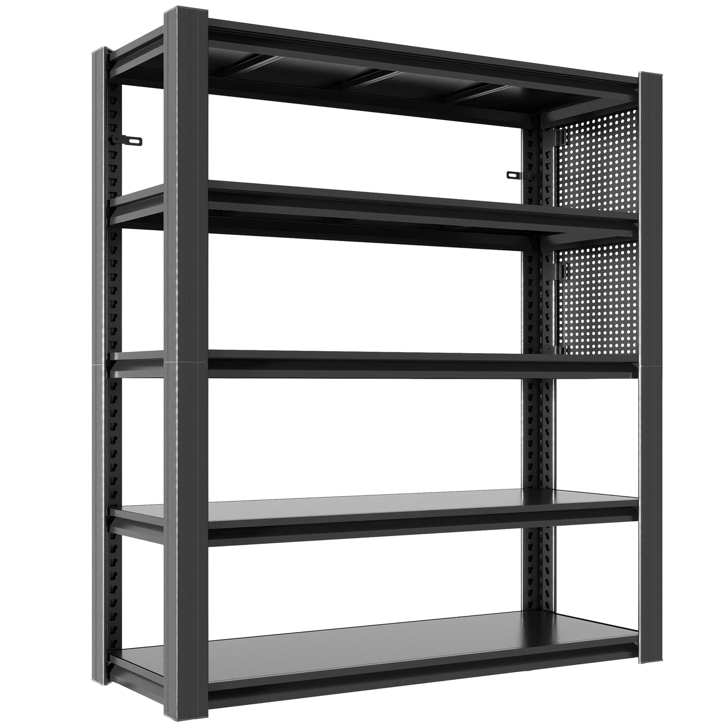 72 H 5-Tier Adjustable Heavy-Duty Shelving With Pegboard, Industrial