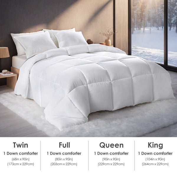 Luxury White Oversized Checkered Quilted Duvet - Winter Weight