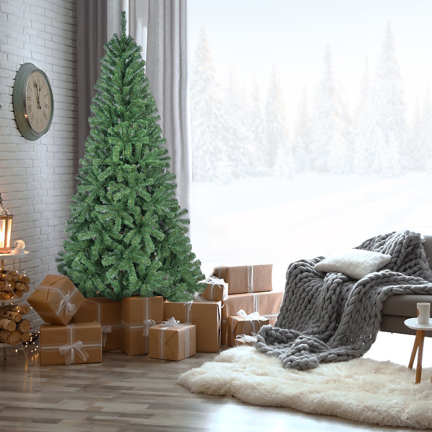 Unlit Artificial Christmas Tree with Metal Stand - Multiple Heights