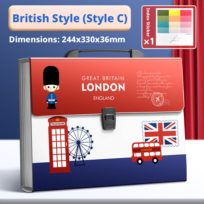 Flag & Windsock Organ Bag with Index Sticker - Red and Blue Fabric