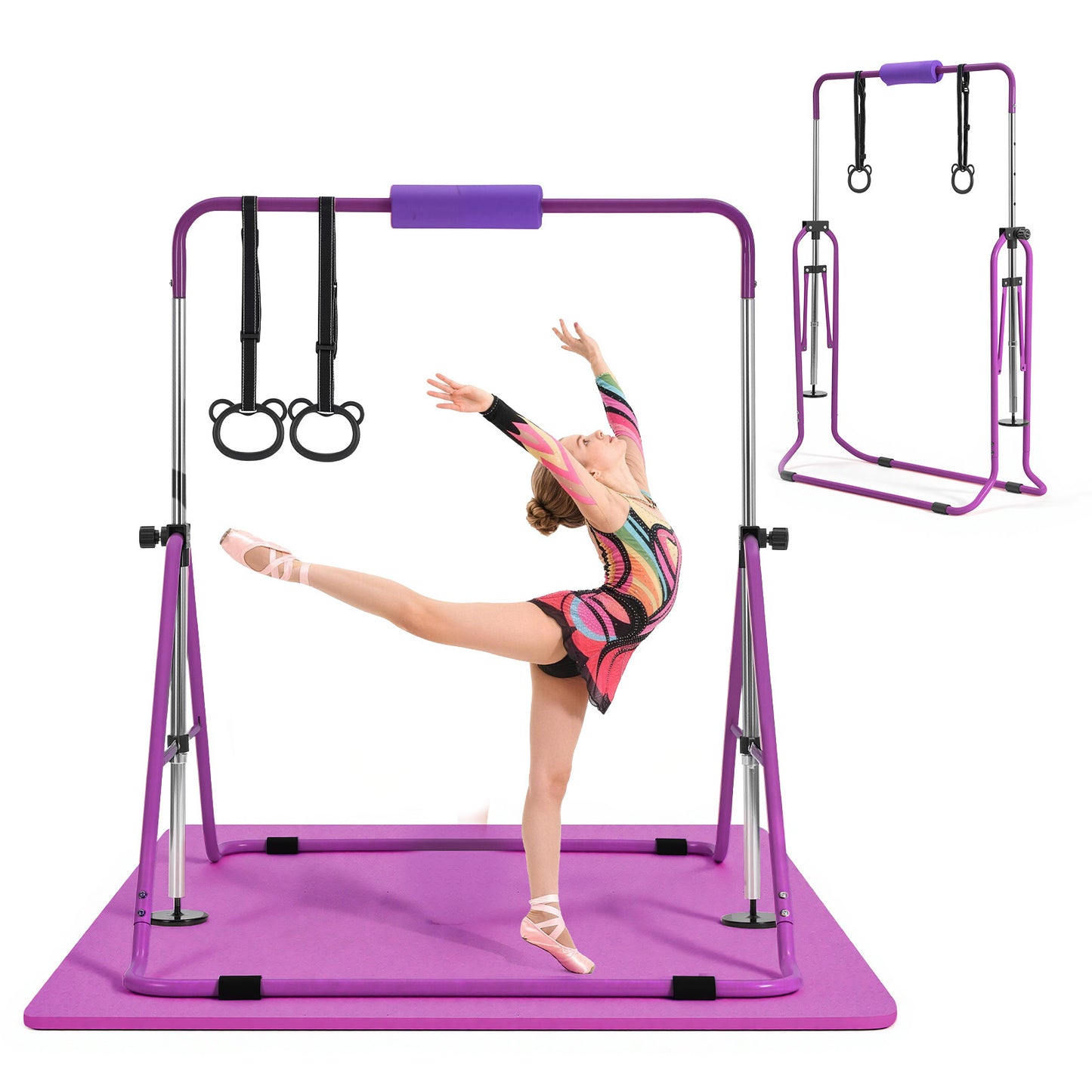 Kids Gymnastic Bars - Adjustable Folding Horizontal Bar for Indoor & Outdoor Training