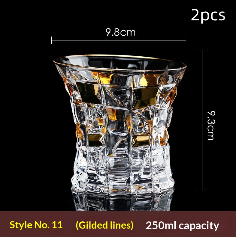 Large Gold-Trimmed Gin Crystal Glass - Vintage Drinkware for Bar & Kitchen