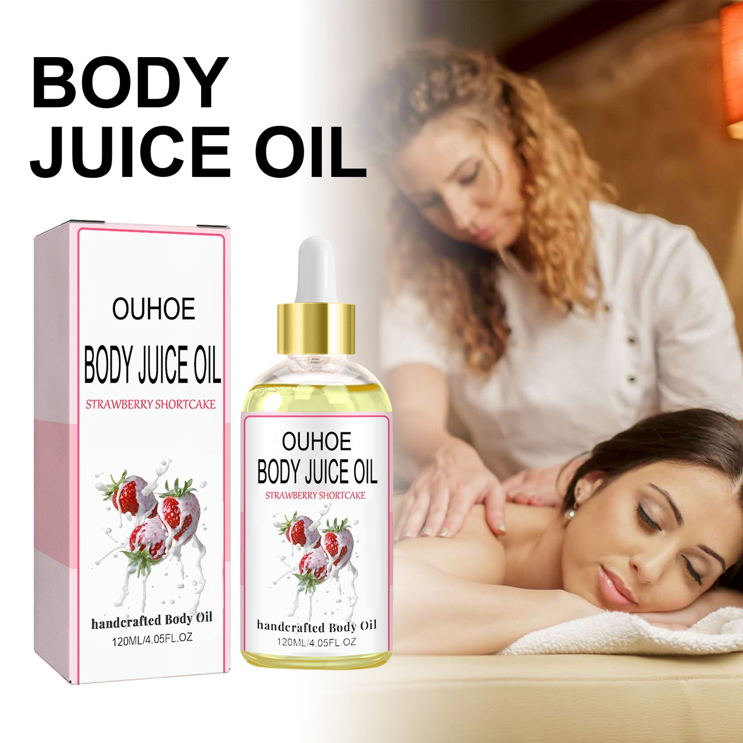 Strawberry Body Oil for Dry Skin - 120ml Moisturizing & Smoothing Treatment