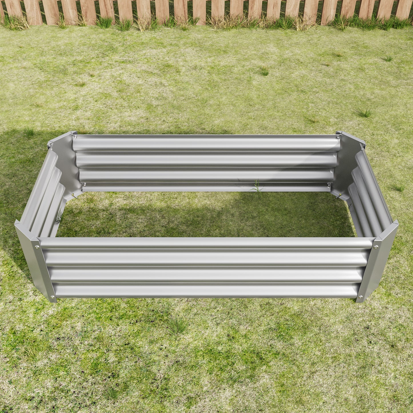 Metal Raised Garden Bed - 2PCS Silver 4ft x 2ft x 1ft Planter