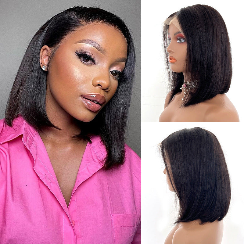 Human Hair Lace Wigs 8-16 Inch Real Silky Hair for Ladies - 1B Color