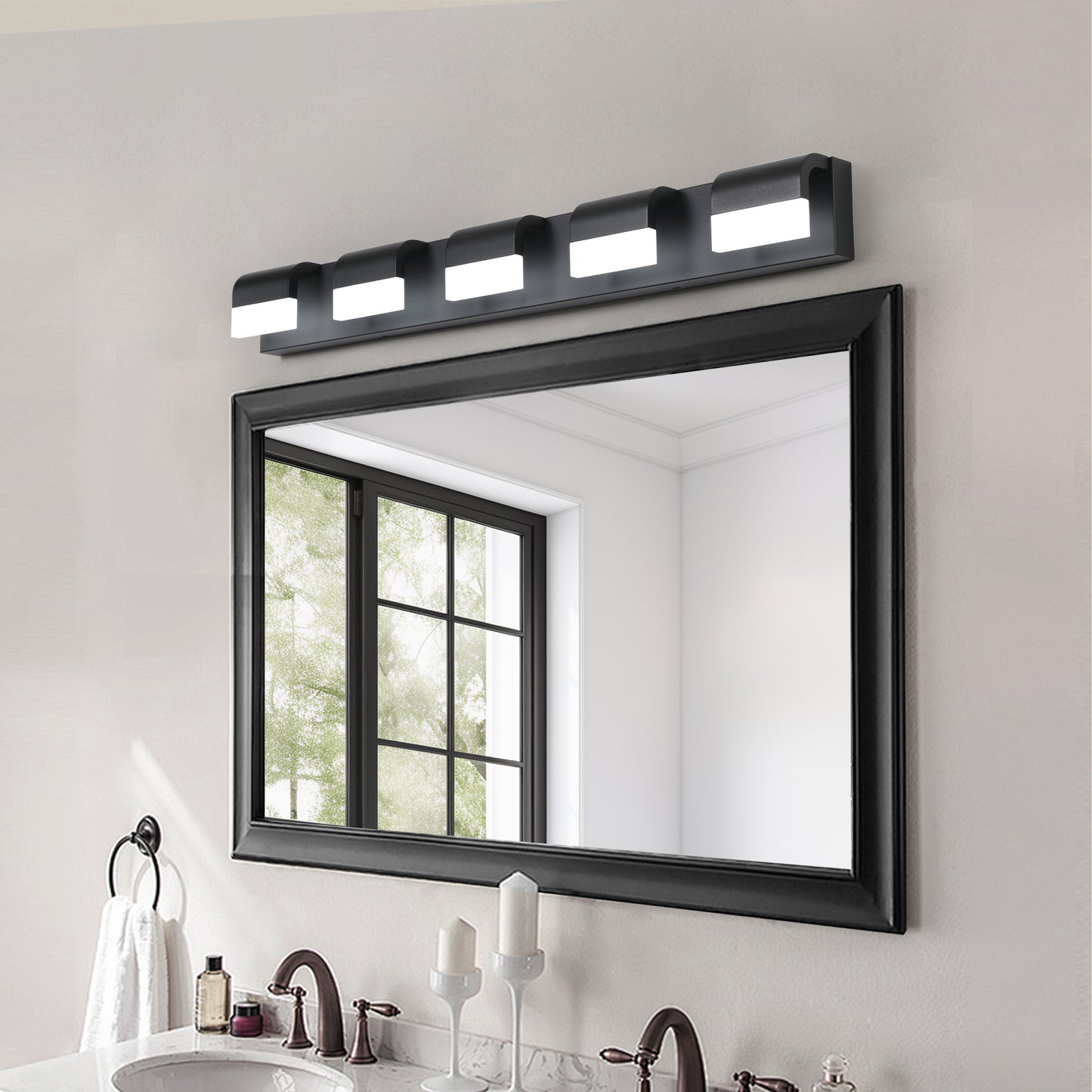 5-Light Modern Bathroom Vanity Lighting - LED Wall Fixture