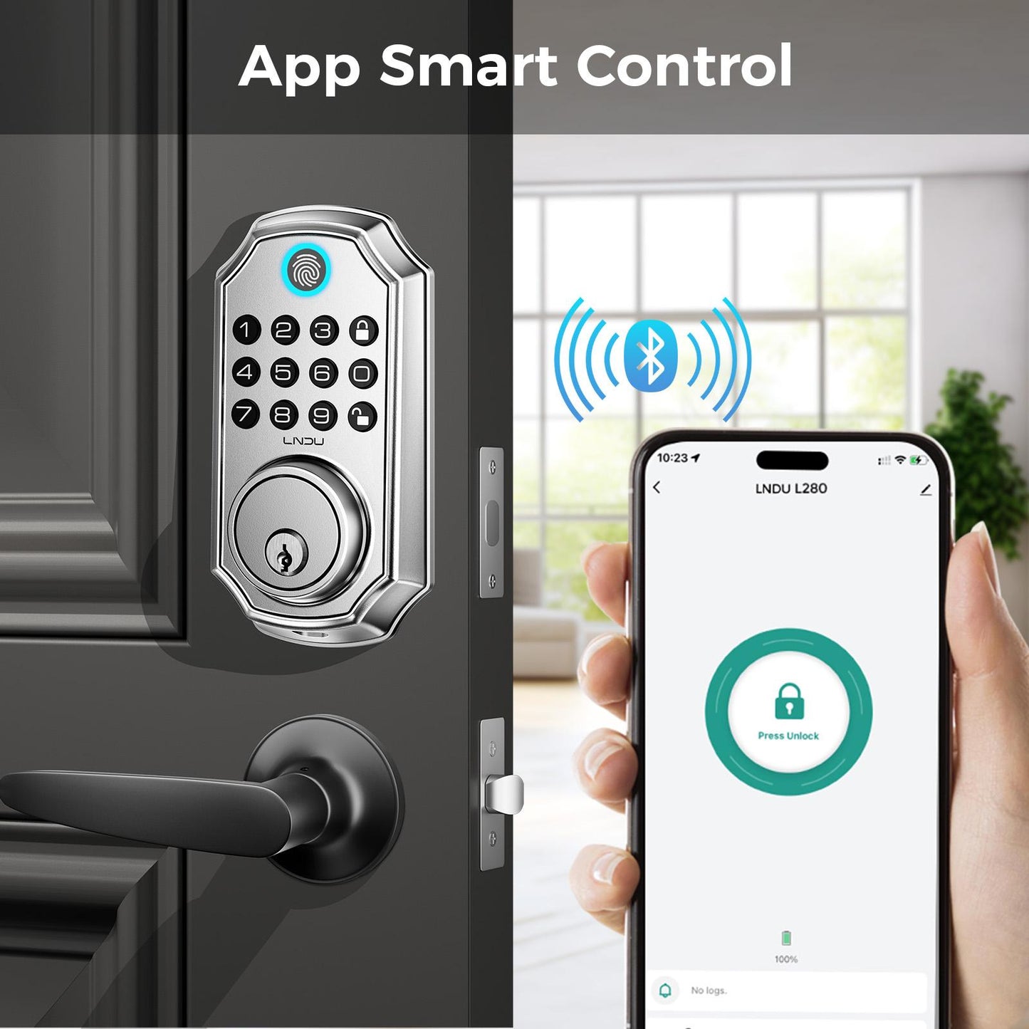 Keyless Entry Door Lock with Handle, App Control Front Door Lock Set with Keypad and Auto Lock