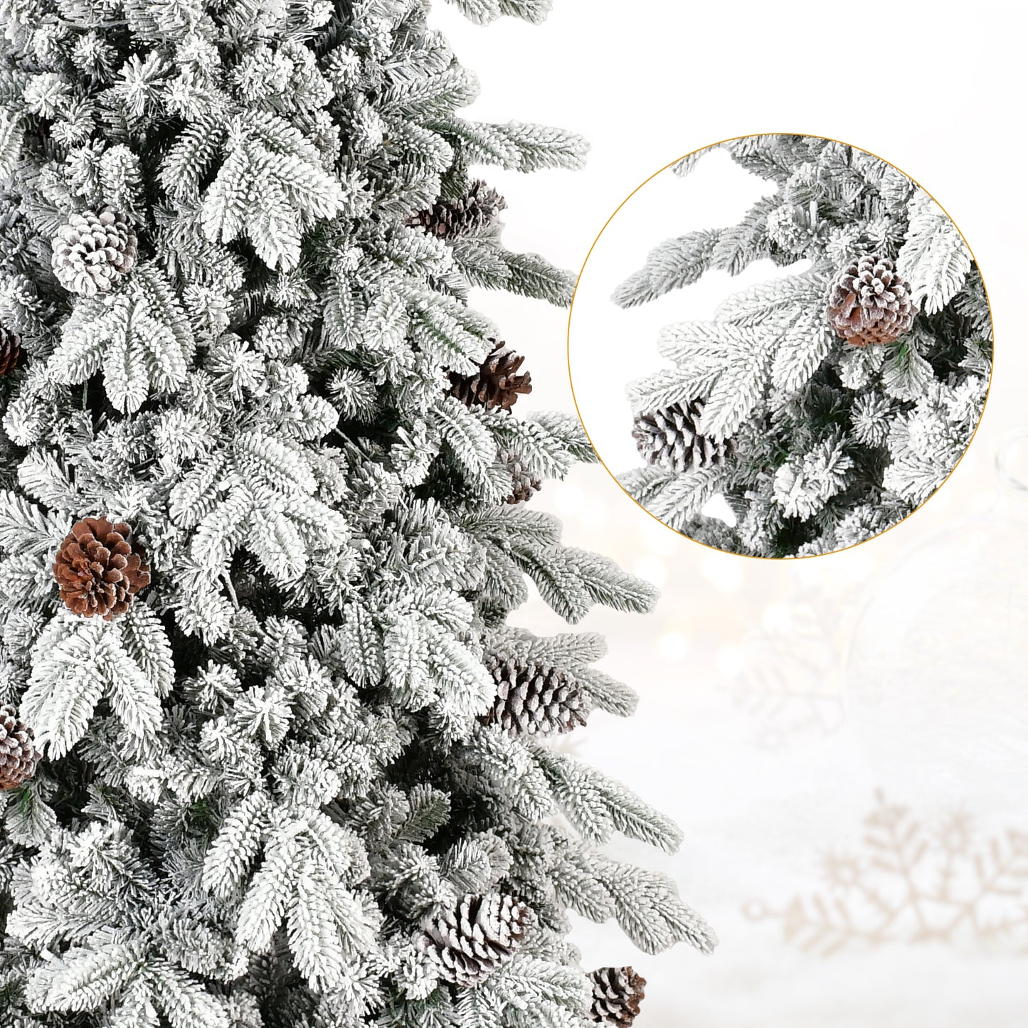 PVC Christmas Tree - Flocked Hybrid Decoration, Multiple Heights