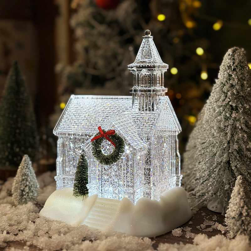 Christmas Crystal House Decoration Set - 18cm Pink & Clear Holiday Ornament