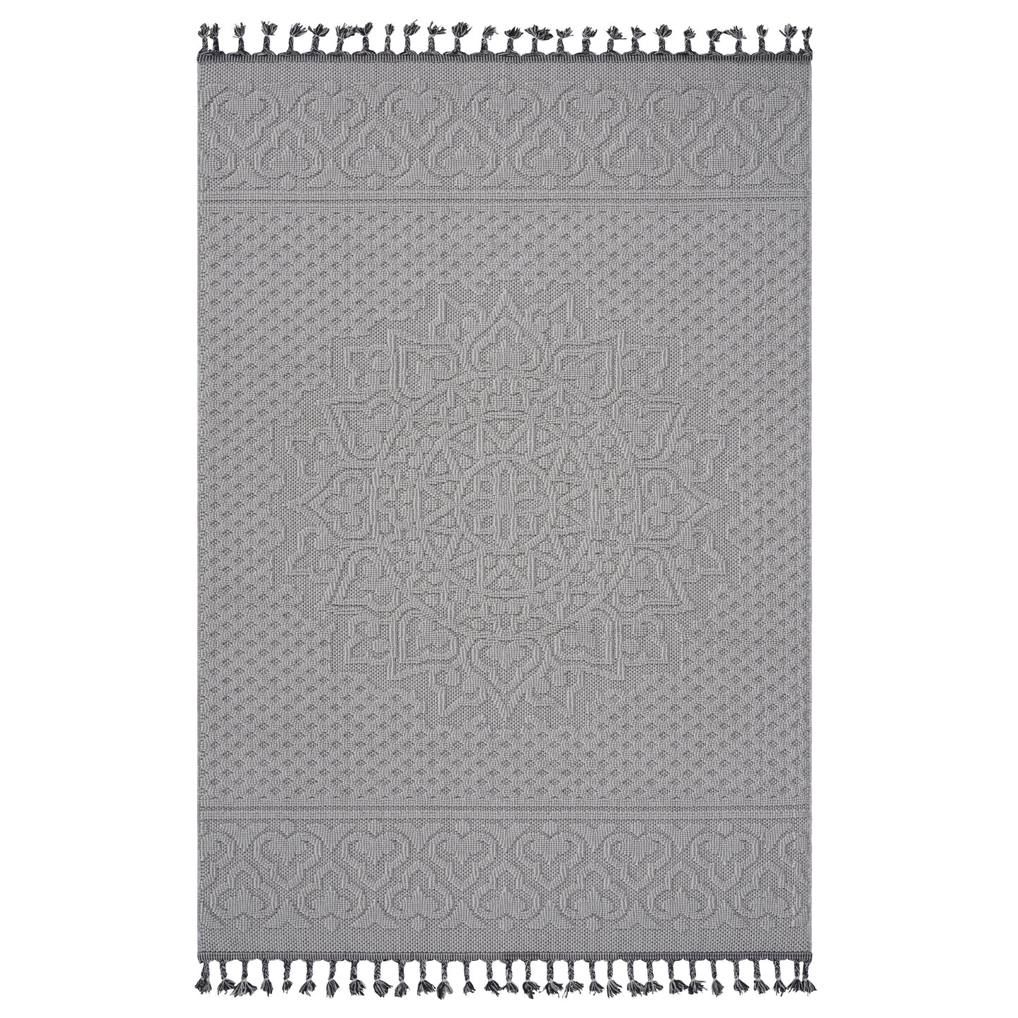Guros 8X10 White Ivory Medallion Indoor Outdoor Area Rug