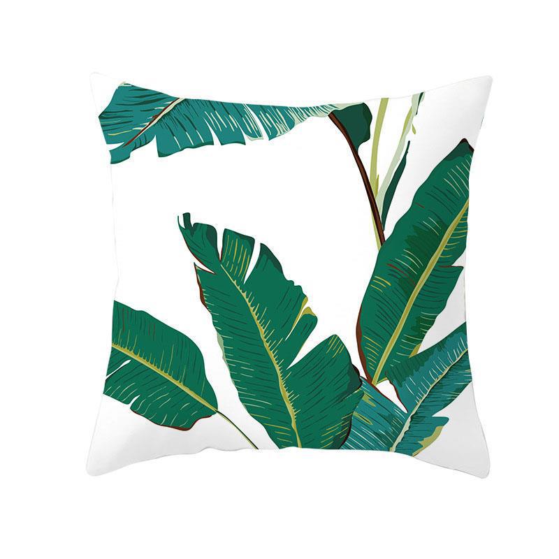 Green Plant Tassel Sofa Pillowcase - 45x45cm Plush Cushion Cover