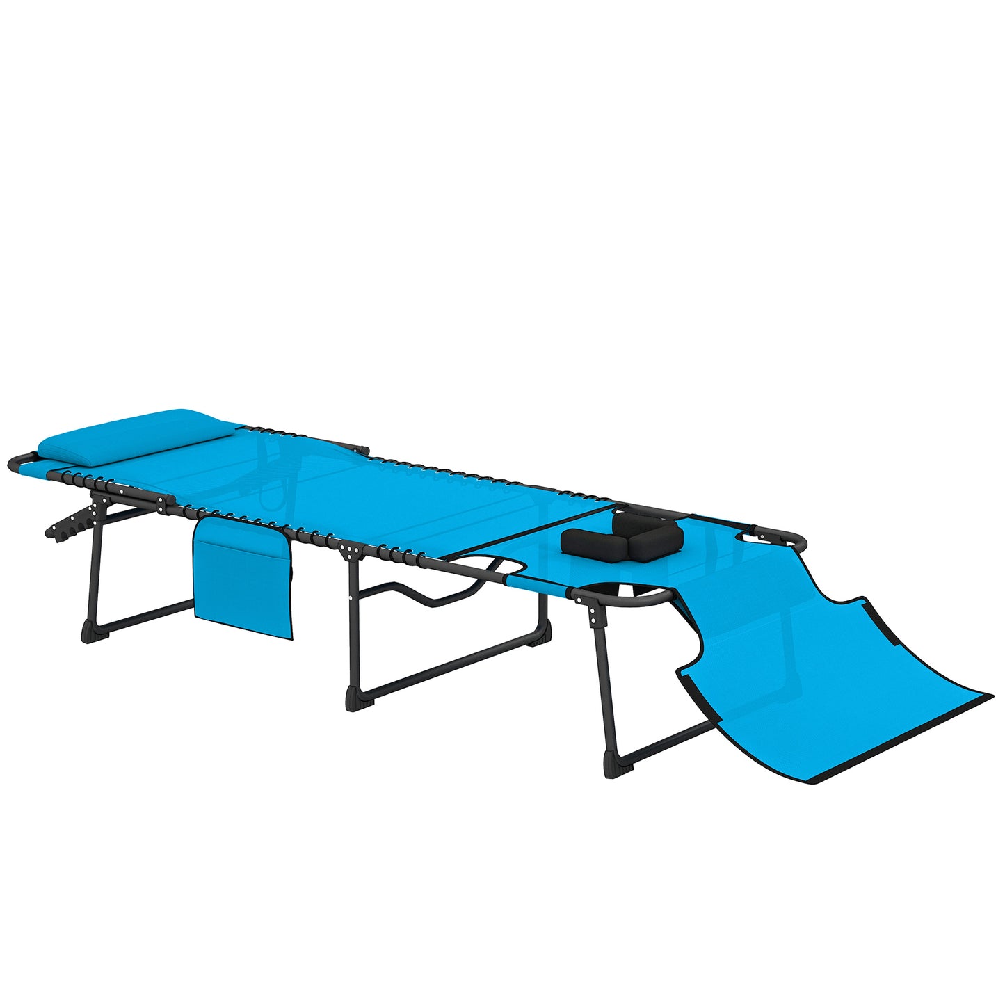Folding Chaise Lounge Chair with 5-Position Recline, Blue