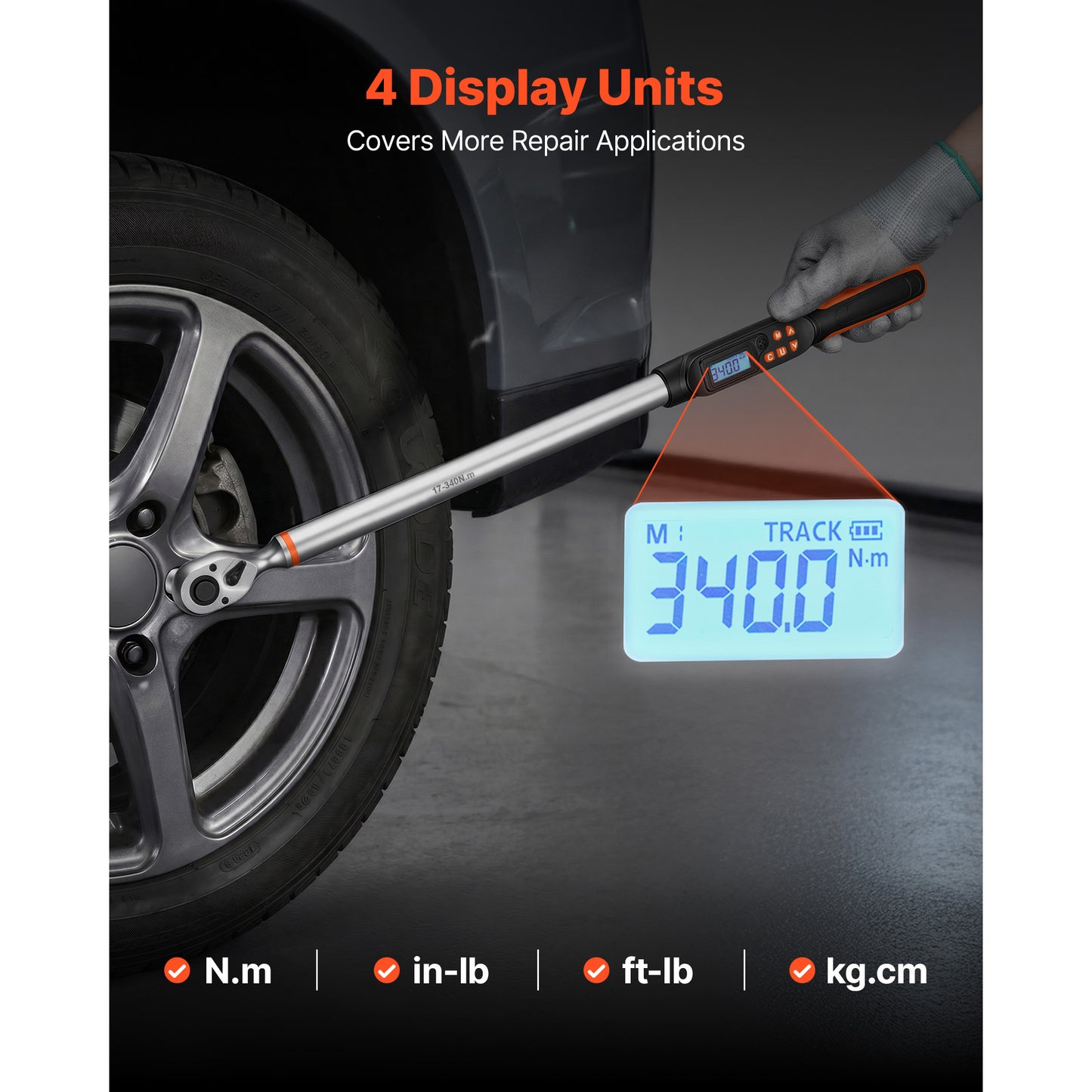 Digital Torque Wrench Set 1/2 Inch Drive Automotive Repair Tools LCD Display