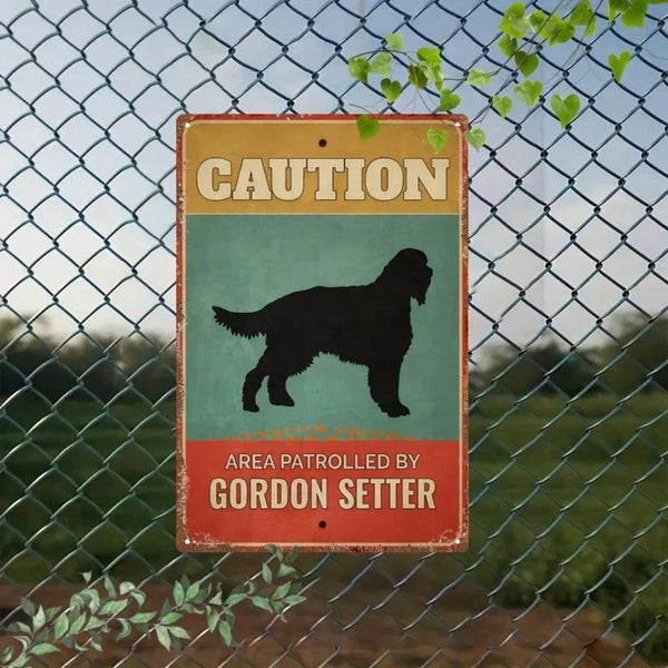 Vintage Gordon Setter Warning Sign - Metal Flat Plaque 8"