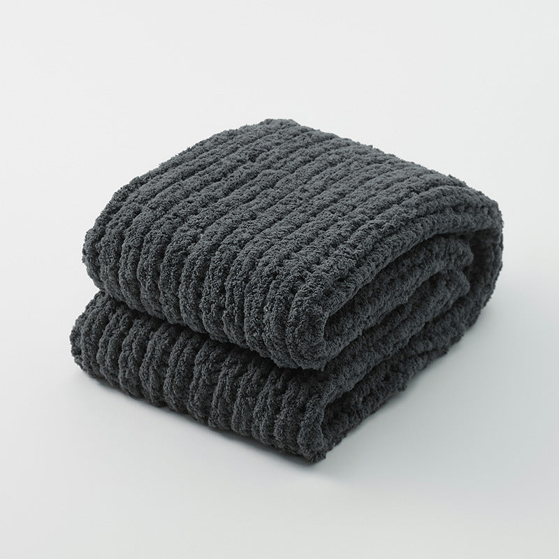 Solid Color Knitted Fluffy Blanket - Cozy Home Bedding & Sofa Throw
