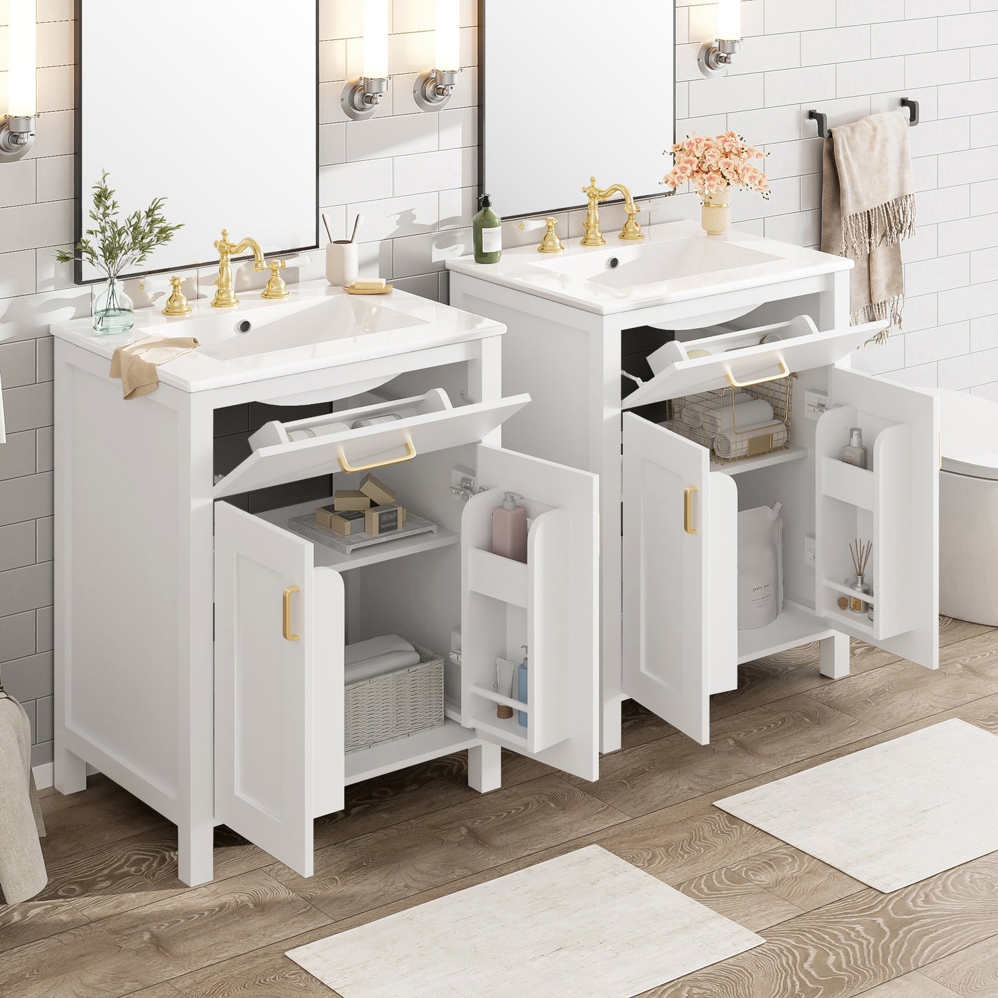 48-Inch Modern Bathroom Vanity with Ceramic Sink & Soft-Close Doors