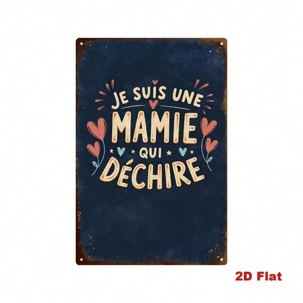 Vintage French Je Suis Une Super Grand-Mre Metal Sign - 20cm