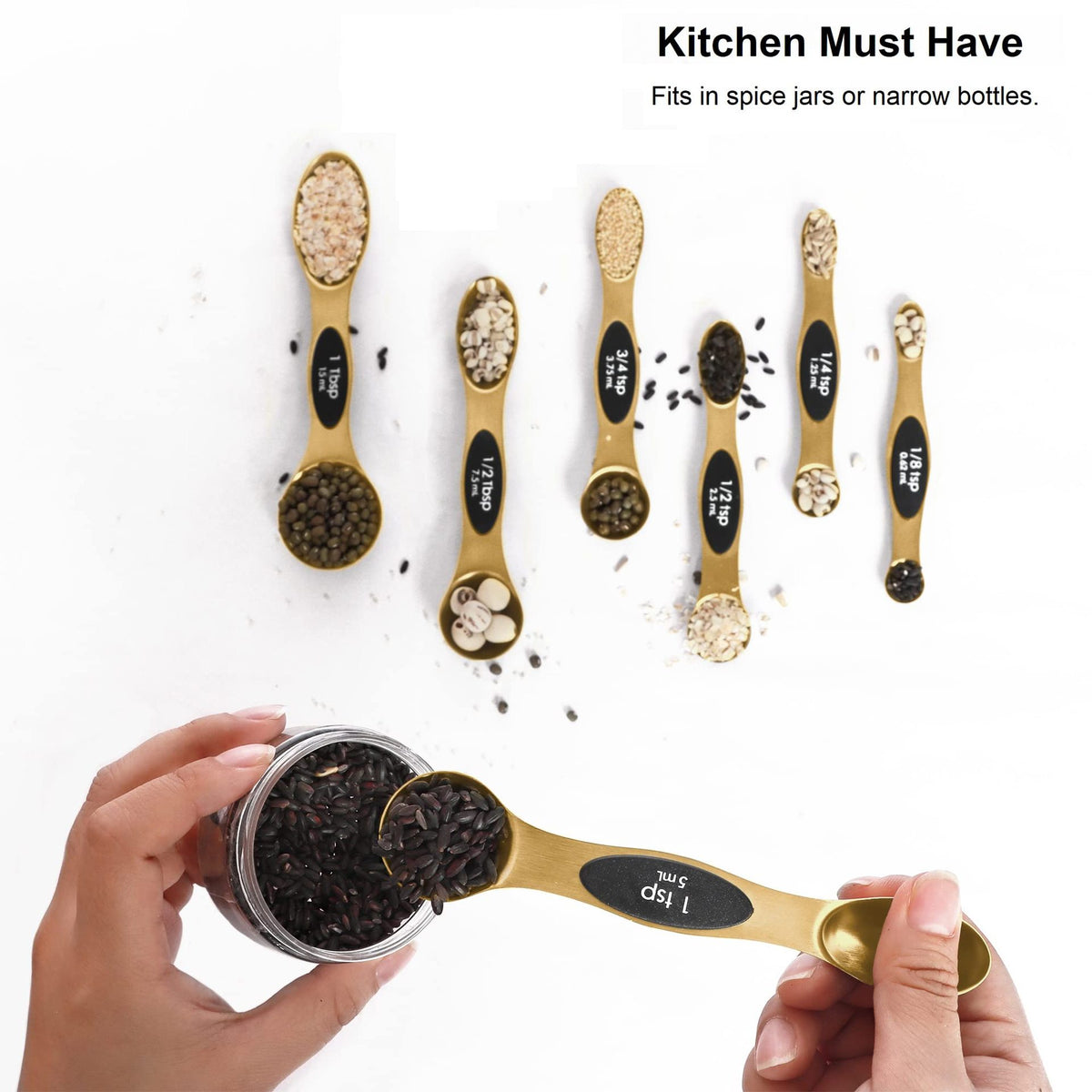 Gold Stainless Steel Measuring Cup and Spoon Set for Baking - Food-Grade Kitchen Tools