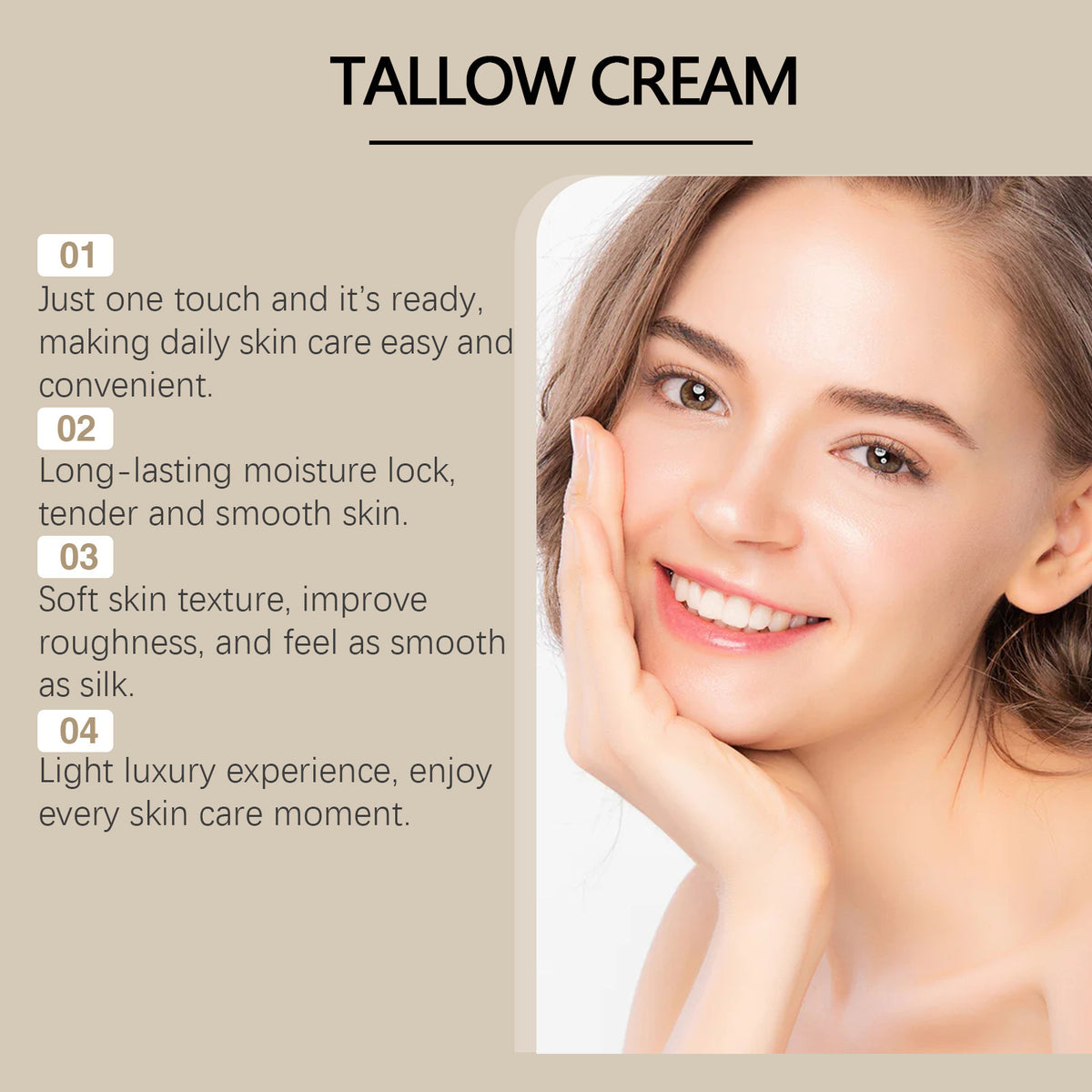 Moisturizing Facial Cream with Tallow & Vitamins - Brightening & Nourishing