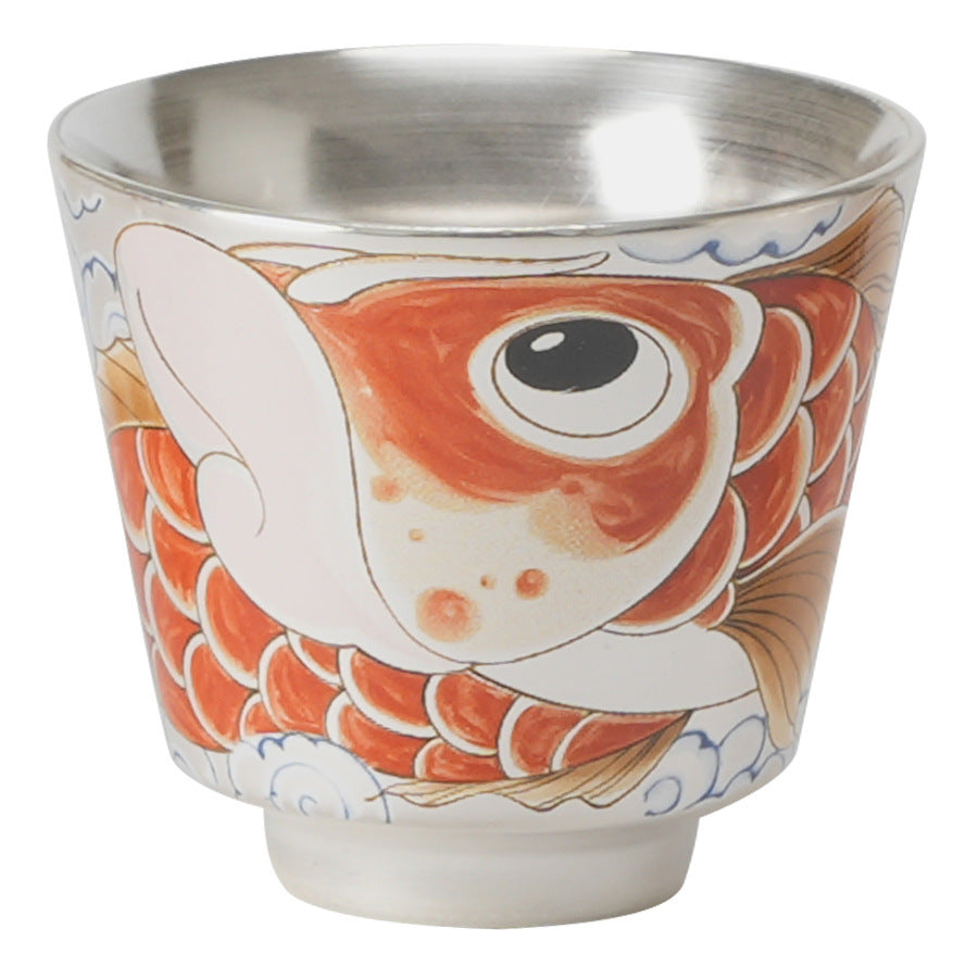 Gilded Silver Porcelain Tea Cup - Retro Bell Shape 50ml