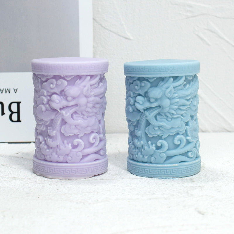 Embossed Dragon Pattern Silicone Candle Mold for Aromatherapy, Resin, Chocolate