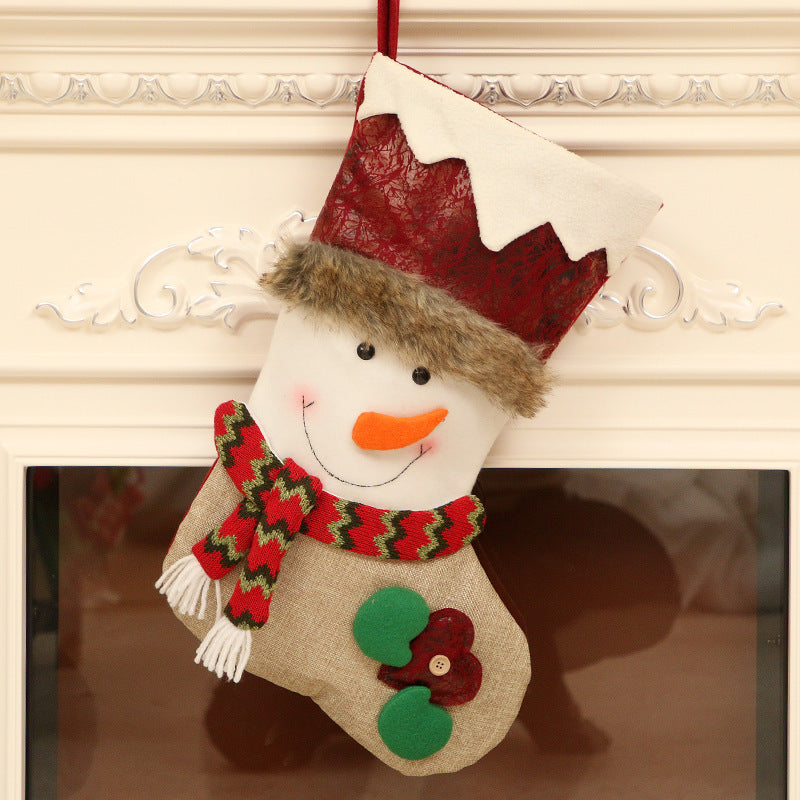 Festive Snowman Deer Santa Socks Decoration - Handmade Cloth Home Decor