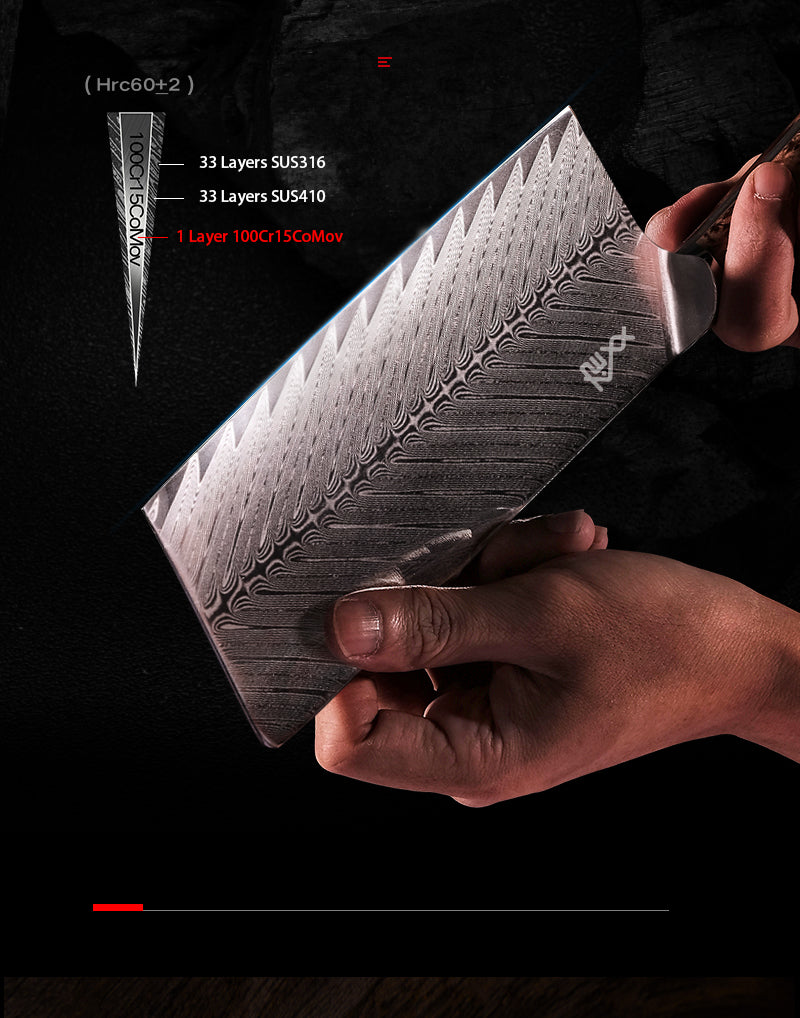 Damascus Kitchen Knife for Meat and Fruit Cutting - Versatile Chef's Knife