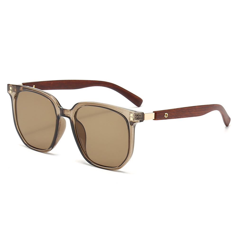 Vintage Wooden Grain Leg Nail Square Round Face Glasses - Minimalist Fashion Eyewear