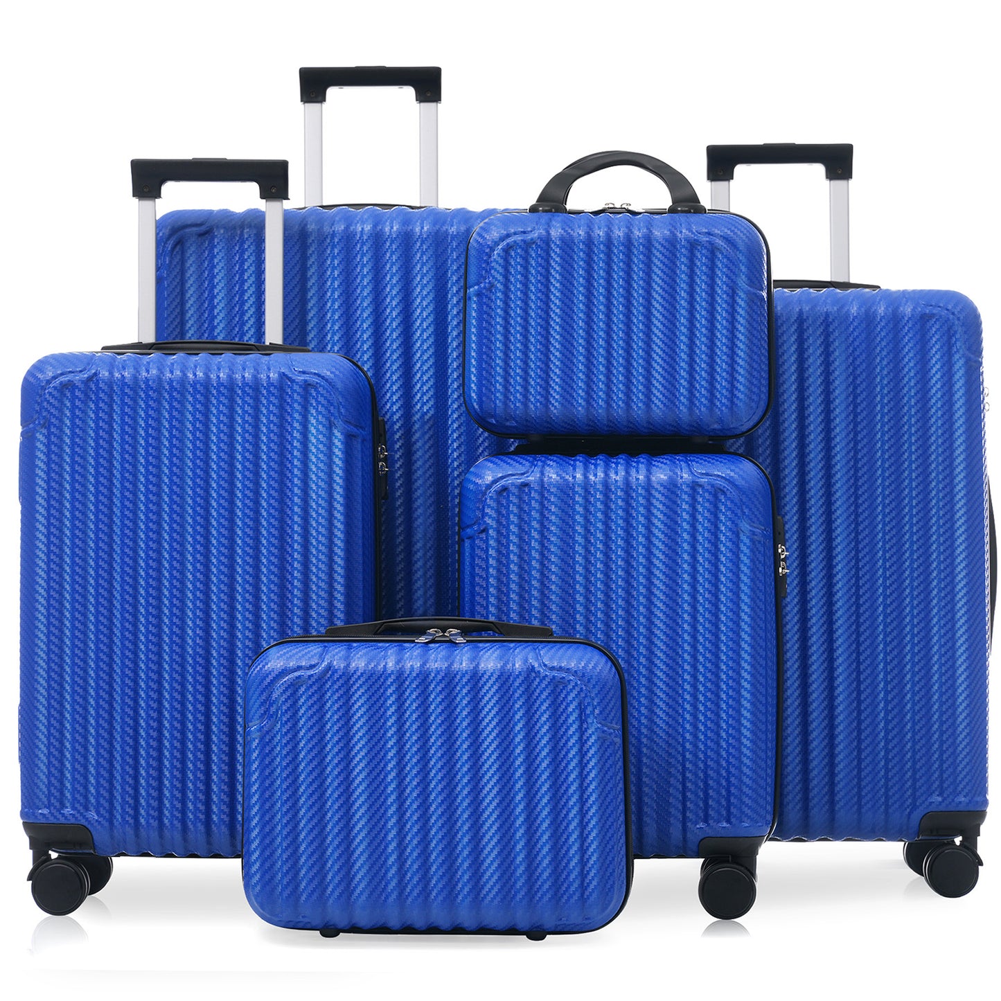 6-Piece Durable Hardshell Luggage Set with Spinner Wheels - Royal Blue