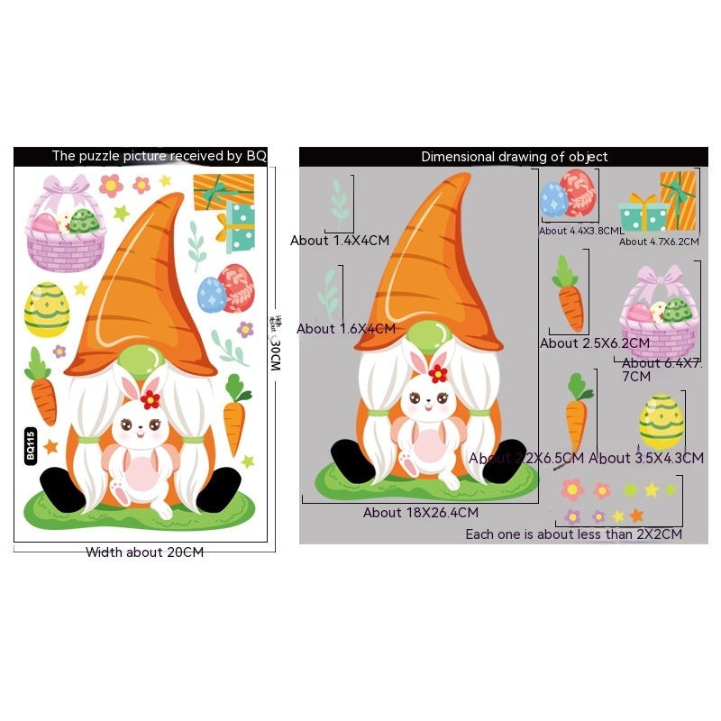 Cute Easter Bunny Stickers for Holiday Decor - PVC 20x30cm Set