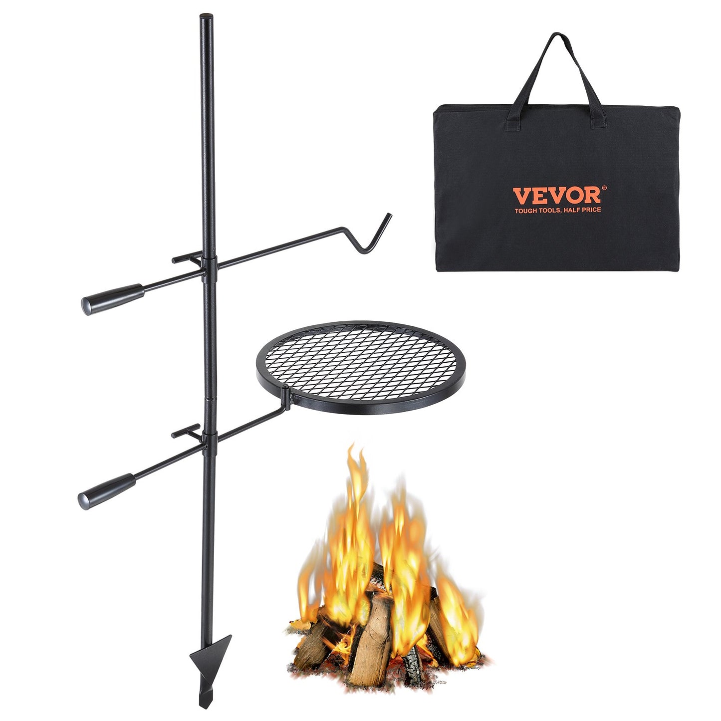 Swivel Campfire Grill - Heavy Duty Steel, 360° Adjustable, Portable BBQ