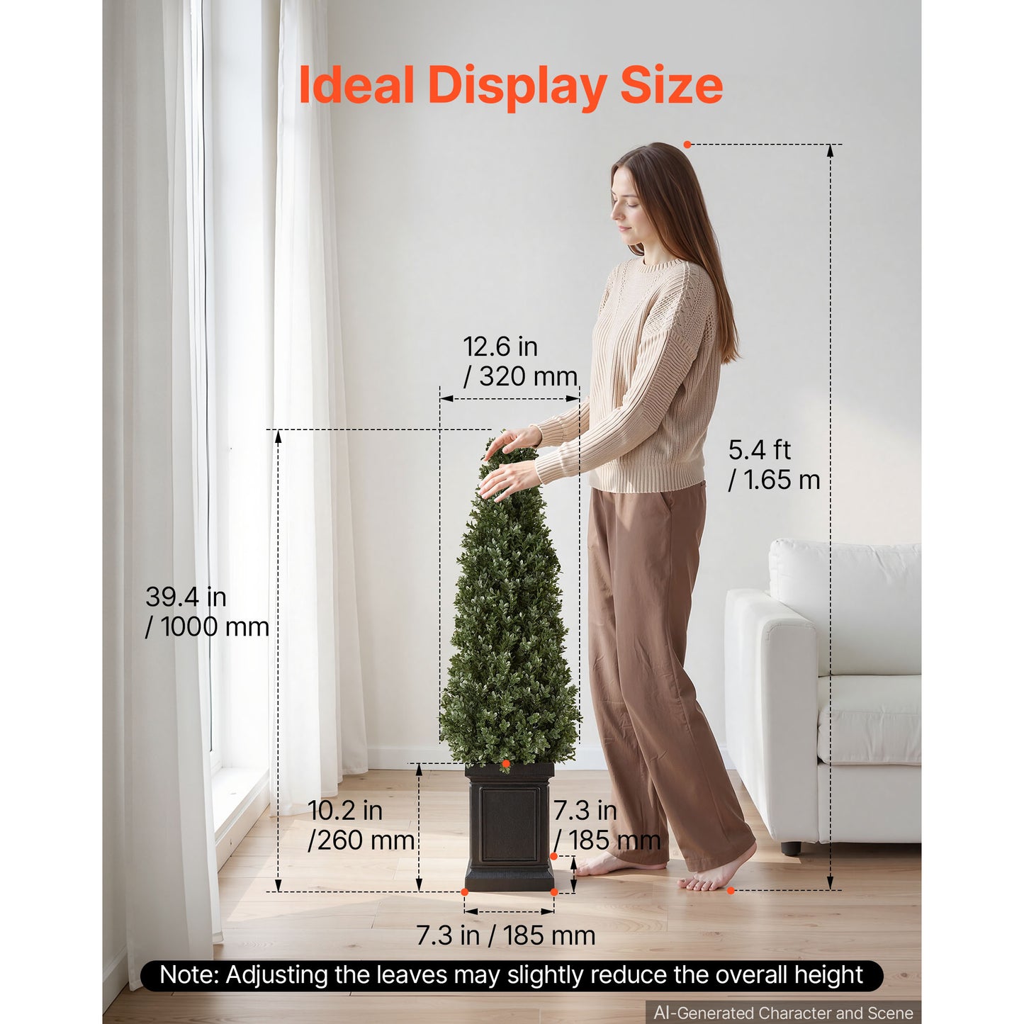 Artificial Boxwood Topiary 3.3 Ft Set of 2 - Faux Greenery for Indoor & Outdoor Decor