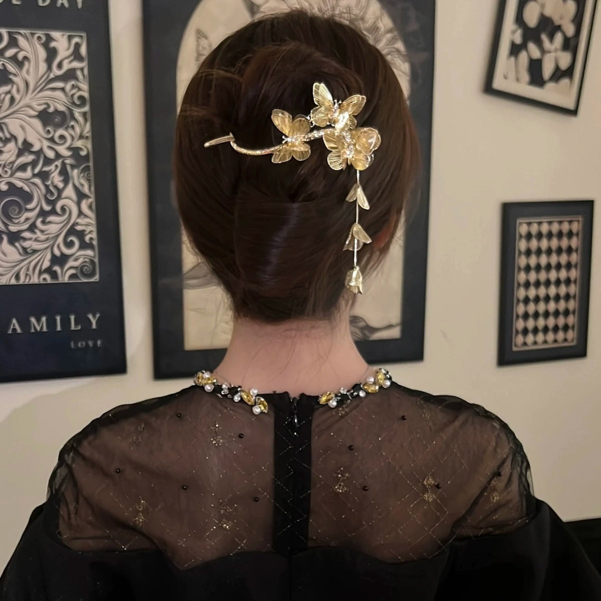Butterfly & Flower Hair Banana Clip - Korean Style