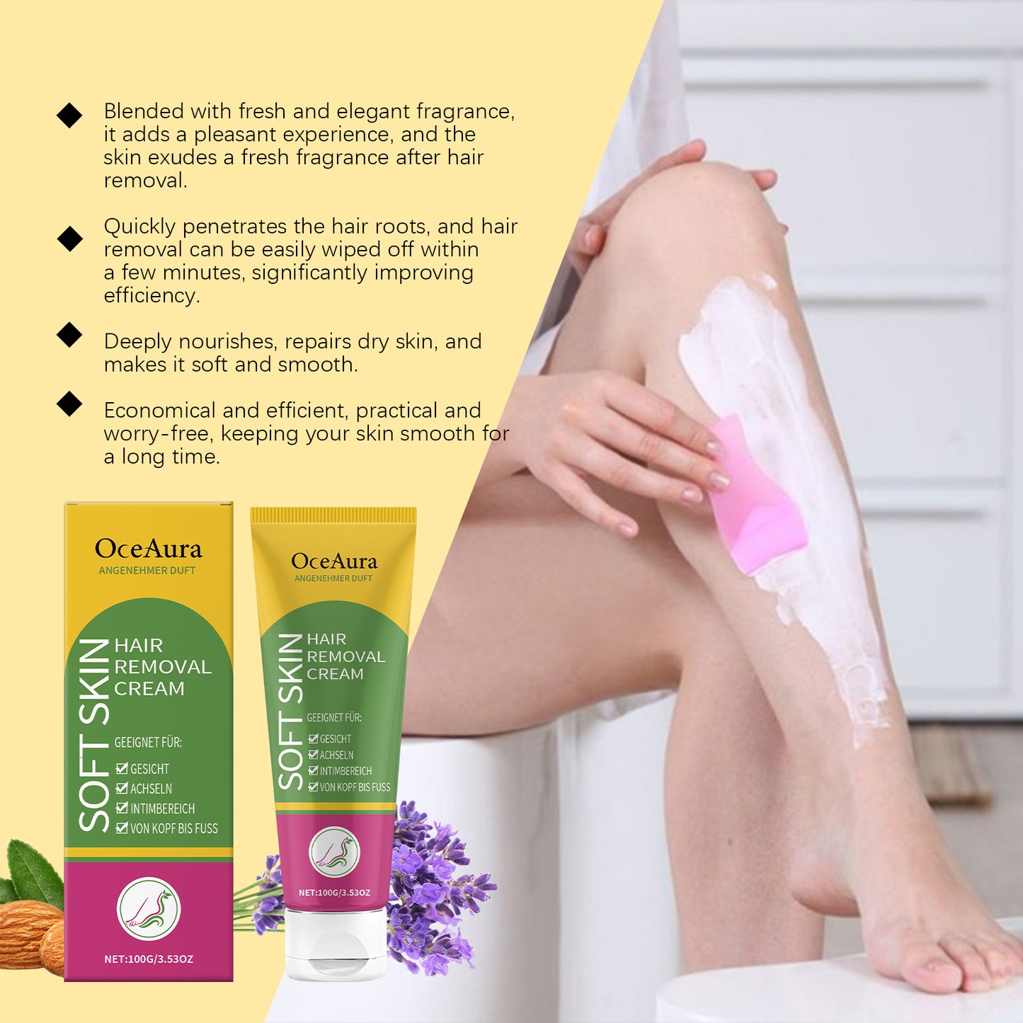 Gentle Soothing Hair Removal Cream for Face and Body - Multiple Sizes