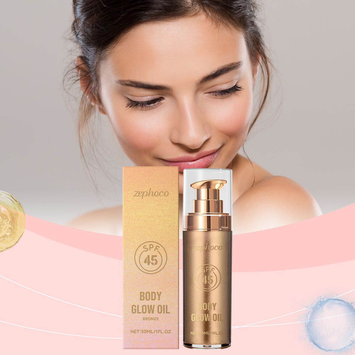 Copper Colored Coconut Protective Glitter Body Oil